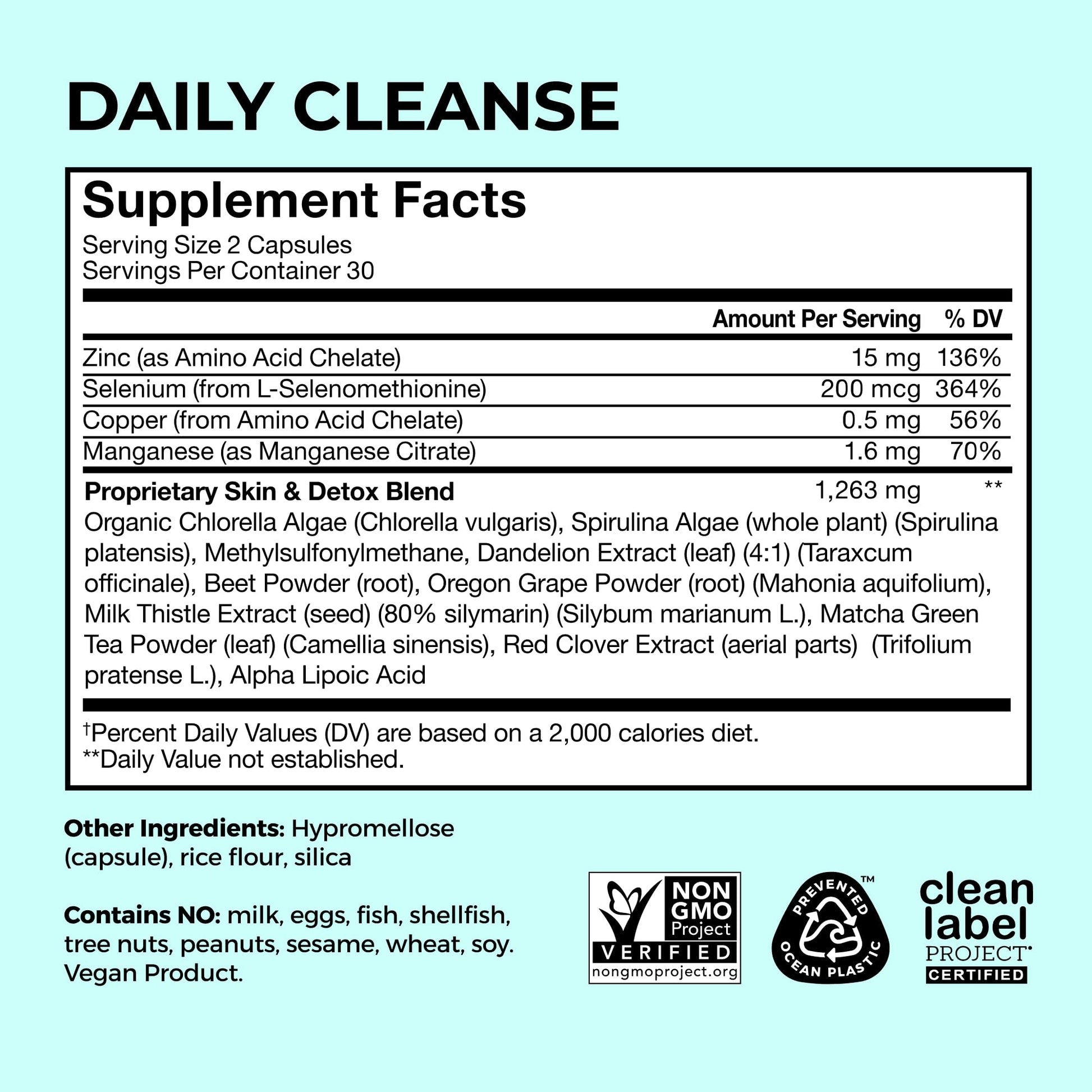 HUM Daily Cleanse Acne Supplements for Women & Men, Gentle Digestive Cleanse for Clear Skin Support, Zinc, Spirulina, Chlorella, Detoxifying Herbs, Organic Algae, Skin Vitamins Supplement, 60 Capsules - Maple Wellness Supplements