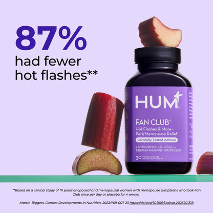HUM Fan Club Menopause Probiotic Supplement, Estrogen Free Menopause Supplements for Women, Non Hormonal, Supports Energy & Hot Flashes, Grape Seed Extract & Siberian Rhubarb, 30 Vegan Capsules - Maple Wellness Supplements