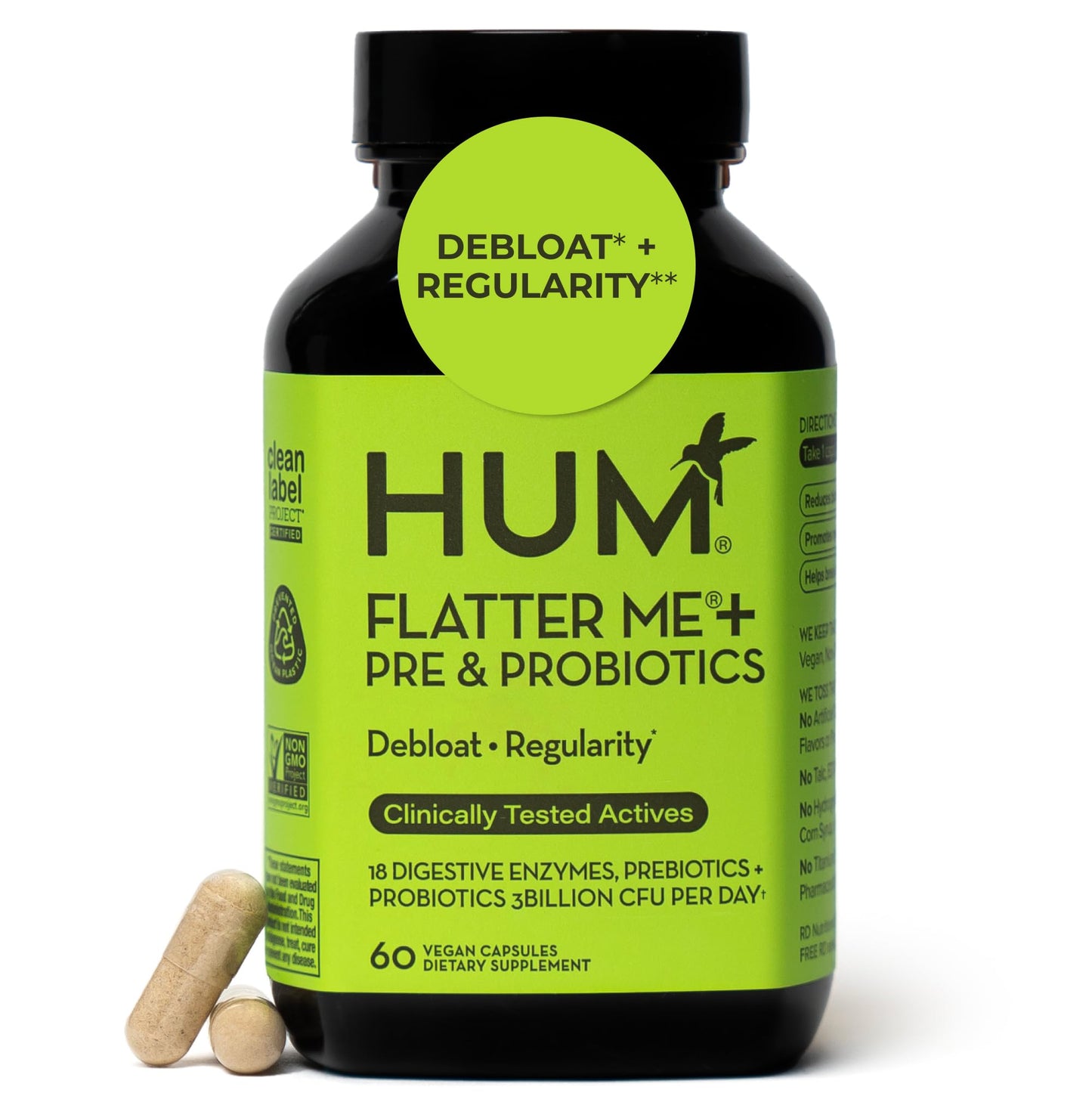 HUM Flatter Me Digestive Enzymes Plus Prebiotics & Probiotics, Digestive Health Bloating Supplement for Women & Men, Fast Acting Anti Bloat Pills Multi Enzyme - Maple Wellness Supplements