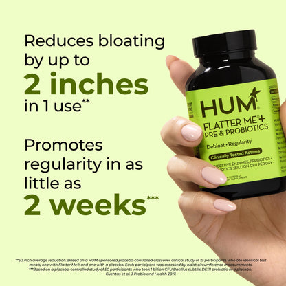 HUM Flatter Me Digestive Enzymes Plus Prebiotics & Probiotics, Digestive Health Bloating Supplement for Women & Men, Fast Acting Anti Bloat Pills Multi Enzyme - Maple Wellness Supplements