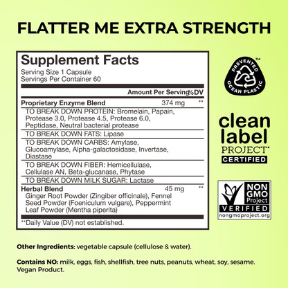 HUM Flatter Me Extra Strength Digestive Enzymes for Women, Men, Digestive Gut Bloating Supplement, Ginger, Peppermint Leaf, Fast Acting Anti Bloat - Maple Wellness Supplements