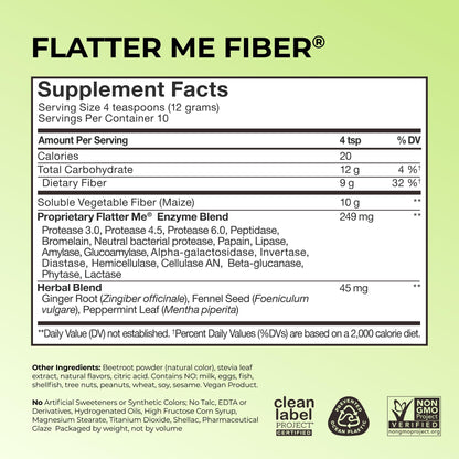 HUM Flatter Me Fiber Supplement for Women & Men, Prebiotics & Digestive Enzymes to Support Weight & Bloating, Digestive & Gut Health, Fiber Powder Drink Mix, Strawberry Lemon - 10 Servings - Maple Wellness Supplements