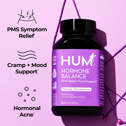HUM Hormone Balance for Women, Supplement for Women's Health with Chasteberry & Dong Quai, Support for PMS Symptoms, Cramps, Irritability, Hormonal Balance, Monthly Support, 60 Capsules - Maple Wellness Supplements