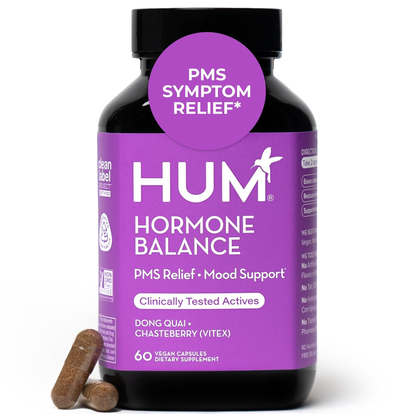 HUM Hormone Balance for Women, Supplement for Women's Health with Chasteberry & Dong Quai, Support for PMS Symptoms, Cramps, Irritability, Hormonal Balance, Monthly Support, 60 Capsules - Maple Wellness Supplements