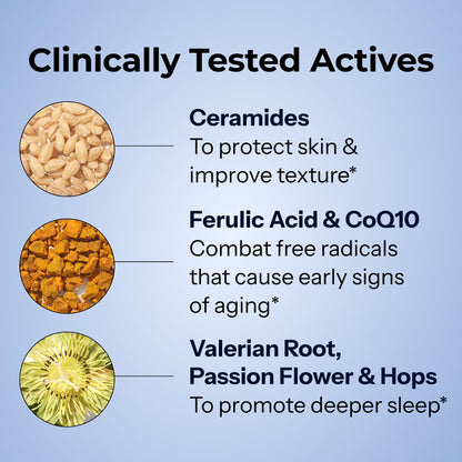 HUM Mighty Night Nighttime Sleep Supplement for Skin Care, CoQ10, Valerian Root & Ferulic Acid to Support Cell Turnover, Skin Vitamins for Women and Men, Overnight Beauty Vitamins, 60 Vegan Softgels - Maple Wellness Supplements