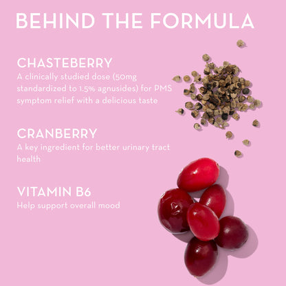 HUM Nutrition SOS PMS Gummies, PMS Support Supplement for Women, Support Cycle Symptoms, Bloating, Hormonal Balance, Includes Vitamin B6, Cranberry & Chasteberry Vitex, Gluten Free, 60 Vegan Gummies - Maple Wellness Supplements