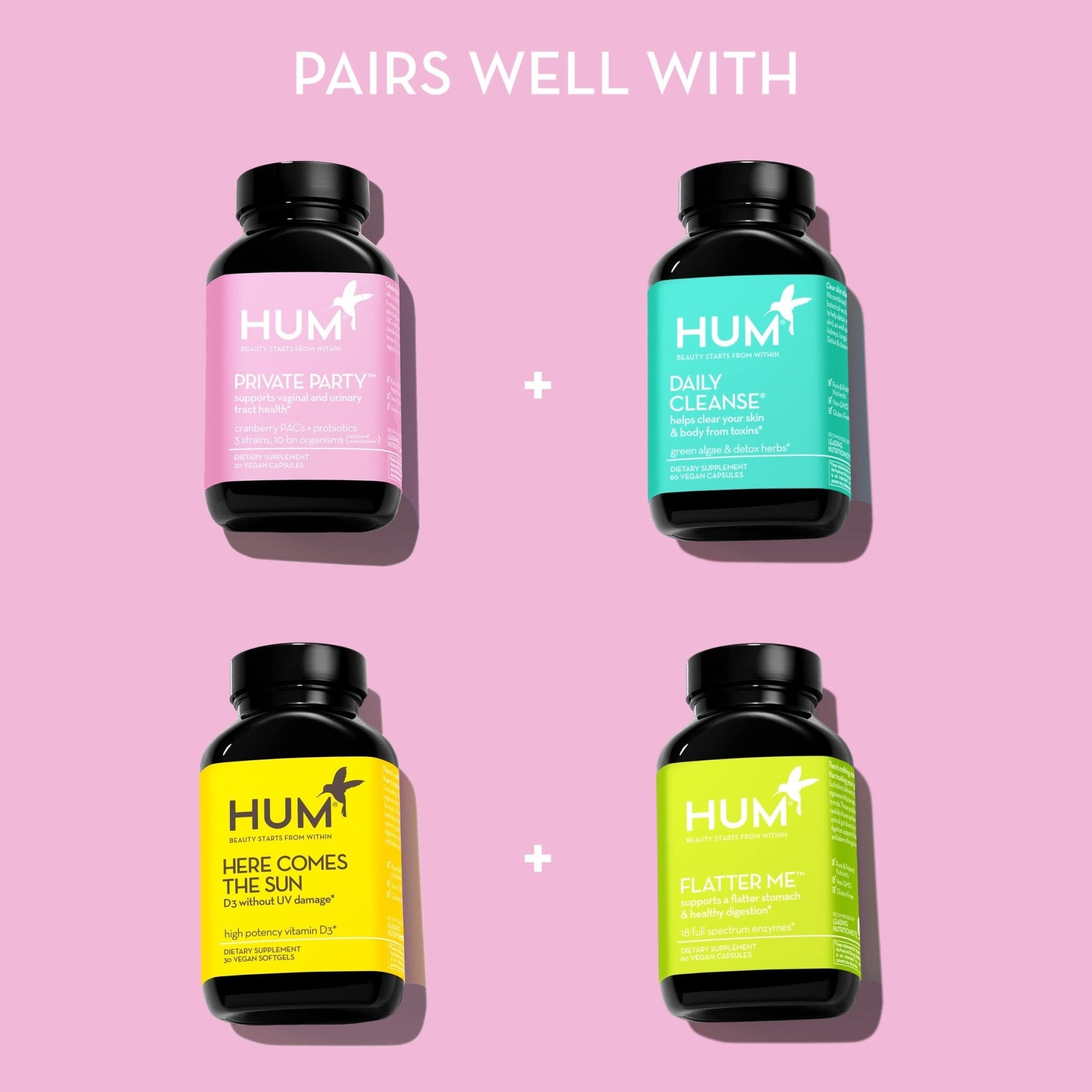 HUM Private Party Vaginal Probiotics for Women, pH Balance and Urinary Tract Support Vaginal Probiotic Supplement with Cranberry & Lactobacillus Blend, Women's Health Cranberry Pills, 90 Capsules - Maple Wellness Supplements