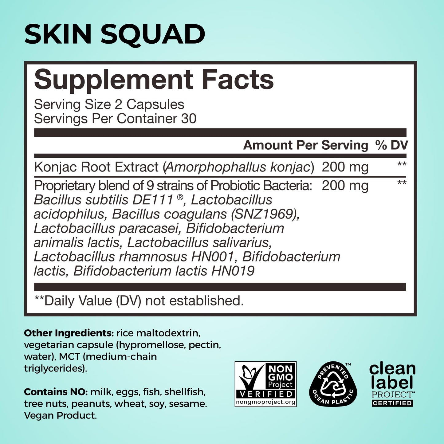HUM Skin Squad Probiotics for Women and Men, Skin Care Supplement for Clear Complexion & Gut Health Support, Microbiome Prebiotic & Probiotic Supplement for Breakouts, Digestive Health, 60 Capsules - Maple Wellness Supplements
