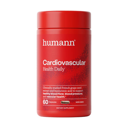 Humann Cardiovascular Health Daily, 4-in-1 Vascular & Blood Pressure Support, Grape Seed Extract Capsules & Hyaluronic Acid Circulation Supplements, Plant-Based Non-GMO, 60 Capsules - Maple Wellness Supplements