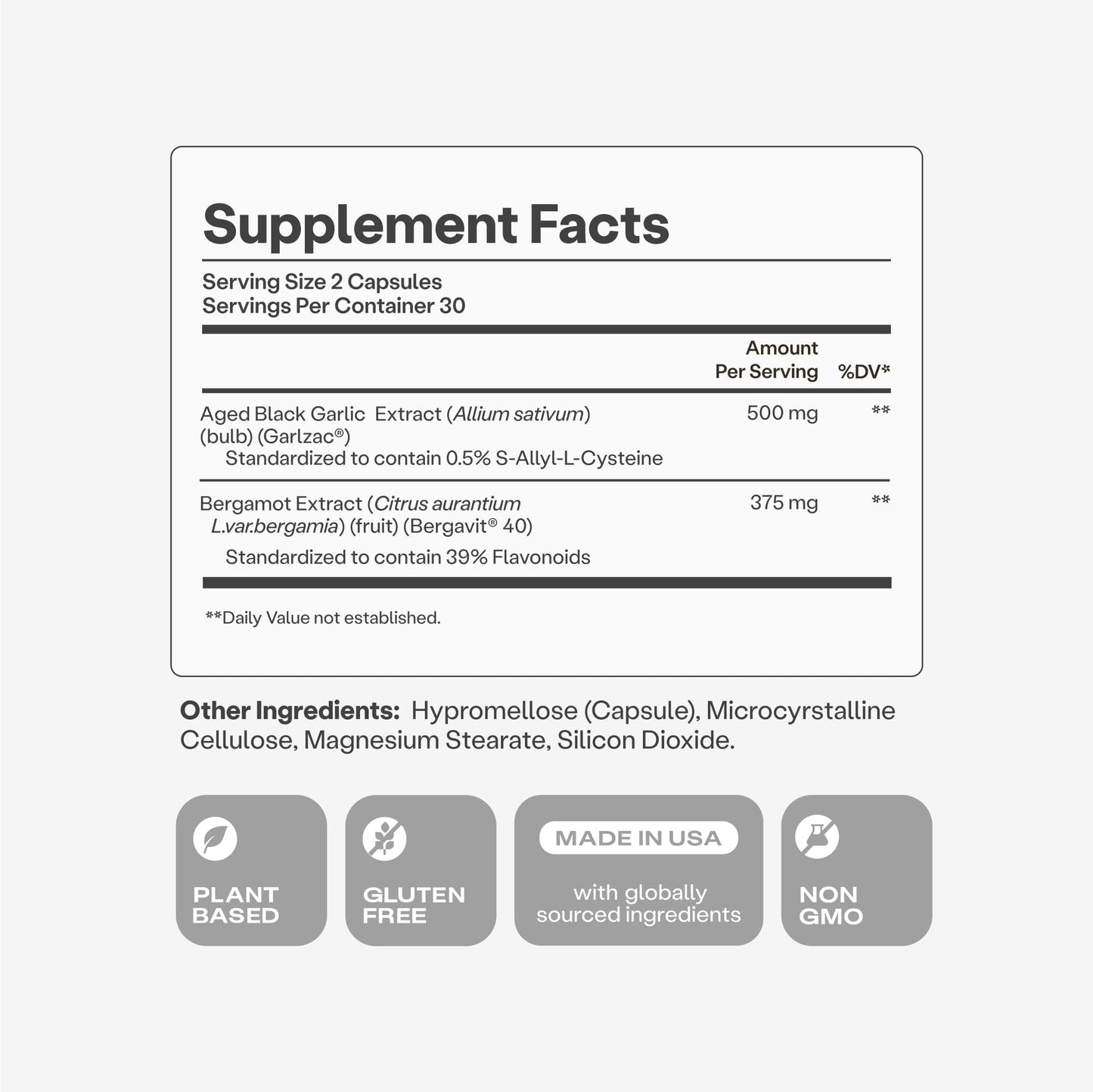 Humann Cholesterol Health Daily, Aged Black Garlic Extract & Citrus Bergamot, Cholesterol & Lipid Support Supplement, 60 Capsules - Maple Wellness Supplements