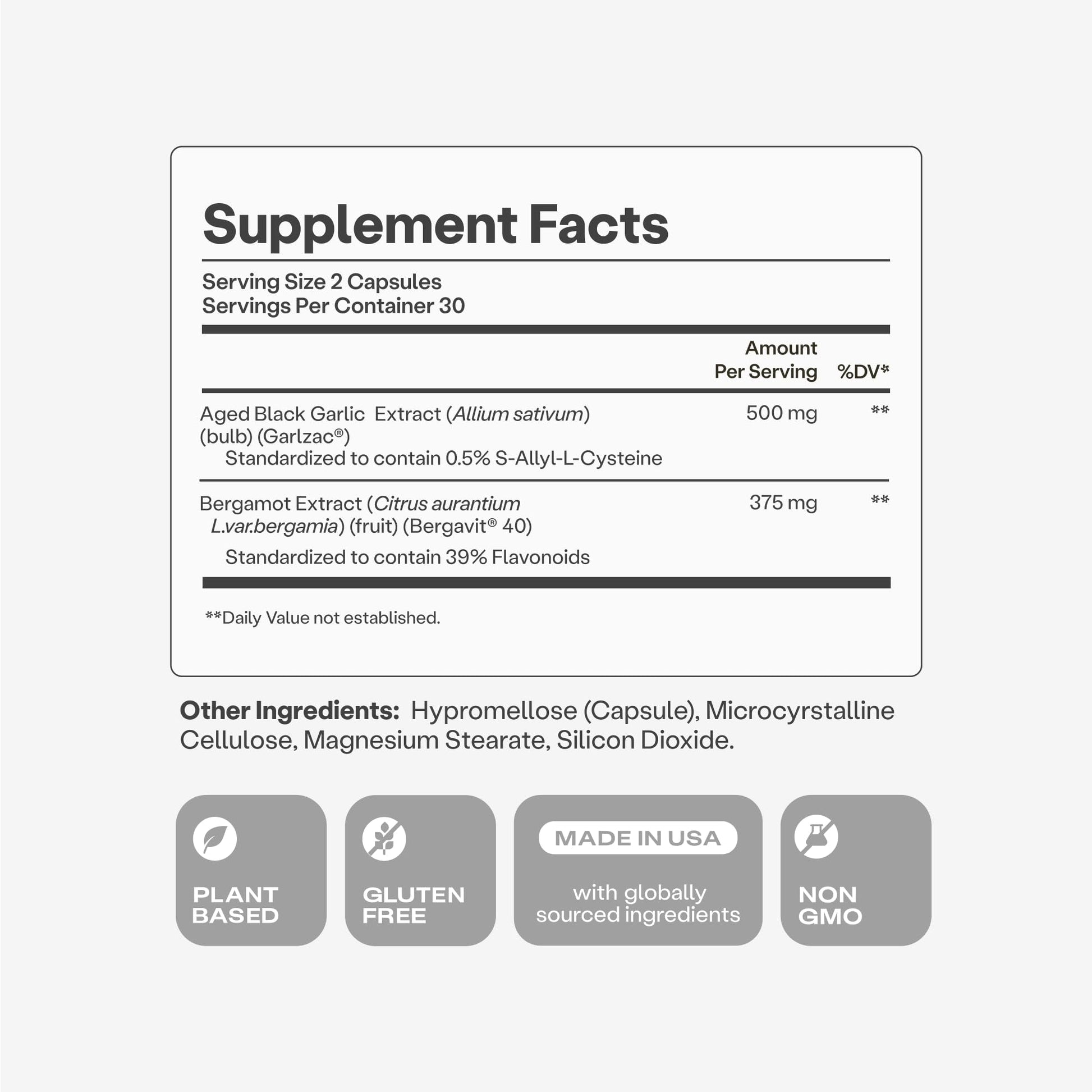 Humann Cholesterol Health Daily, Aged Black Garlic Extract & Citrus Bergamot, Cholesterol & Lipid Support Supplement, 60 Capsules - Maple Wellness Supplements