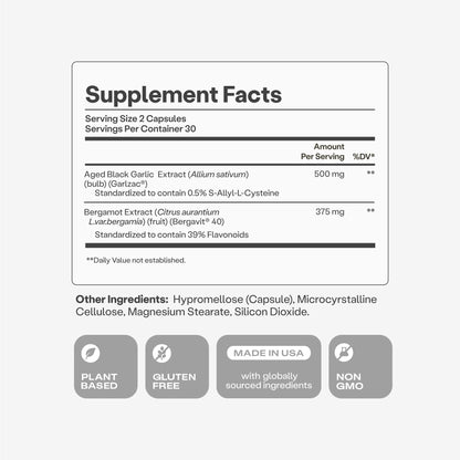 Humann Cholesterol Health Daily, Aged Black Garlic Extract & Citrus Bergamot, Cholesterol & Lipid Support Supplement, 60 Capsules - Maple Wellness Supplements
