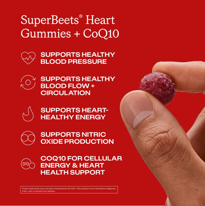 Humann SuperBeets 3-in-1 Heart Gummies - 3x Absorption CoQ10 - Plus Beetroot Extract & Grape Seed Extract for Advanced Heart Health, Cellular Energy & Circulation Support - Maple Wellness Supplements