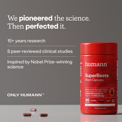 Humann SuperBeets Beet Root Capsules Quick Release 1000mg, Helps Support Nitric Oxide Production, Blood Pressure Support, Heart Health, Contains Non-GMO Beetroot Powder, Studied Antioxidants, 90 Count - Maple Wellness Supplements