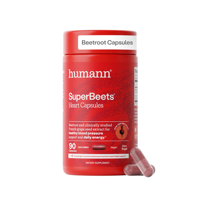 Humann SuperBeets Beet Root Capsules Quick Release 1000mg, Helps Support Nitric Oxide Production, Blood Pressure Support, Heart Health, Contains Non-GMO Beetroot Powder, Studied Antioxidants, 90 Count - Maple Wellness Supplements