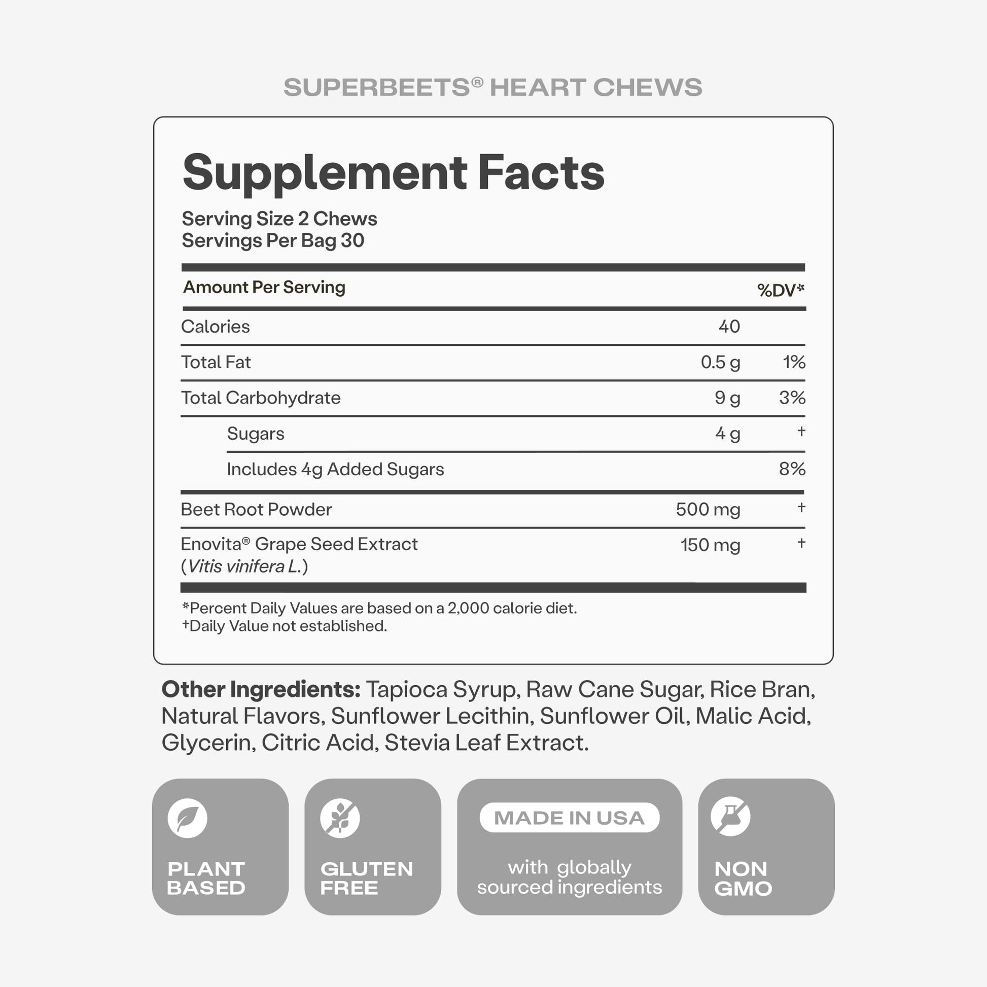 Humann SuperBeets Heart Chews, Beet Root Powder Support Energy Supplement, Nitric Oxide and Blood Pressure Support, Grape Seed Extract & Non-GMO - Maple Wellness Supplements