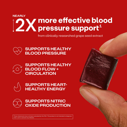 Humann SuperBeets Heart Chews, Beet Root Powder Support Energy Supplement, Nitric Oxide and Blood Pressure Support, Grape Seed Extract & Non-GMO - Maple Wellness Supplements