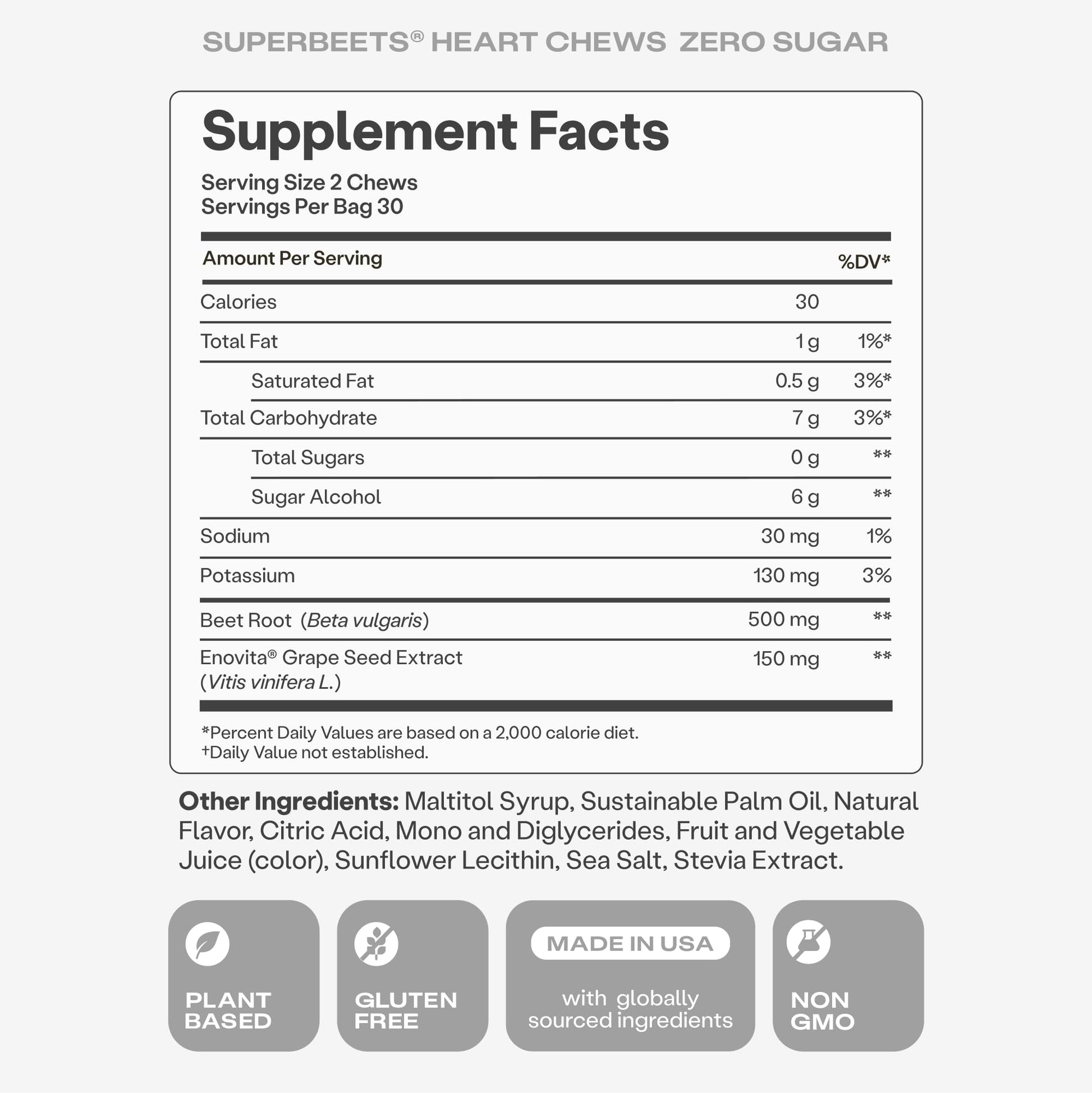 Humann SuperBeets Heart Chews Zero Sugar, Beet Root Supplement, Energy, Nitric Oxide and Blood Pressure Support, Grape Seed Extract & Non-GMO - Maple Wellness Supplements