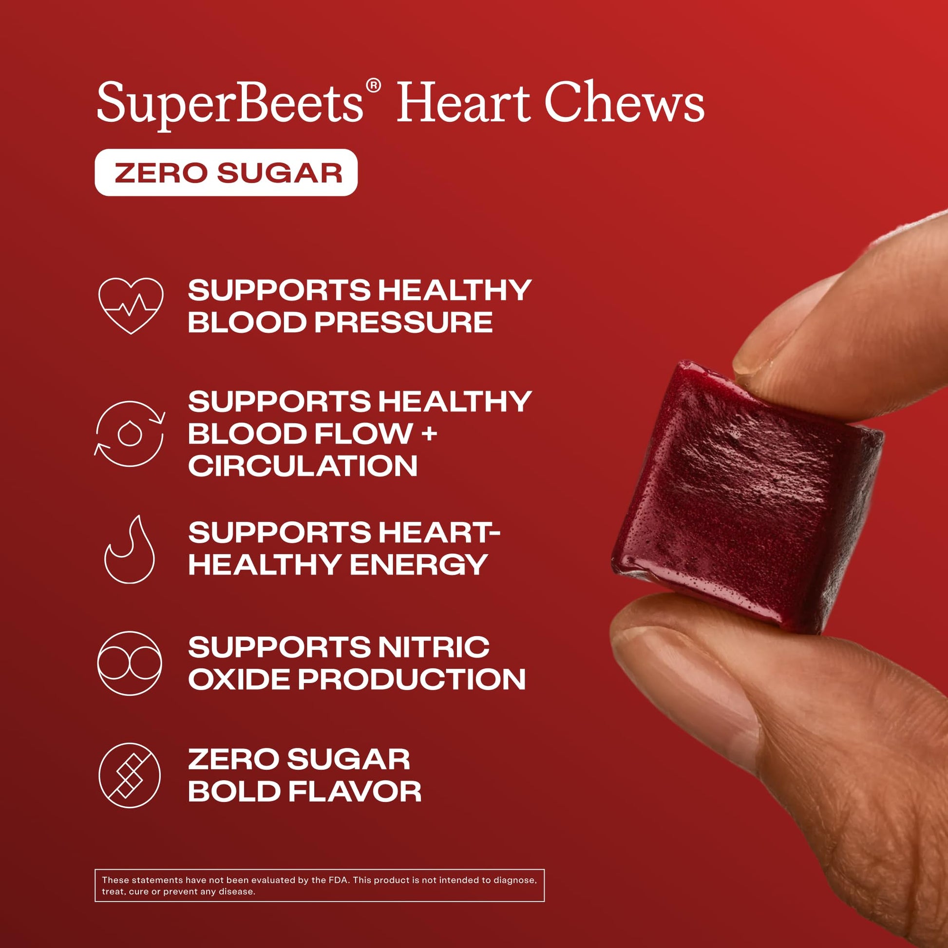 Humann SuperBeets Heart Chews Zero Sugar, Beet Root Supplement, Energy, Nitric Oxide and Blood Pressure Support, Grape Seed Extract & Non-GMO - Maple Wellness Supplements