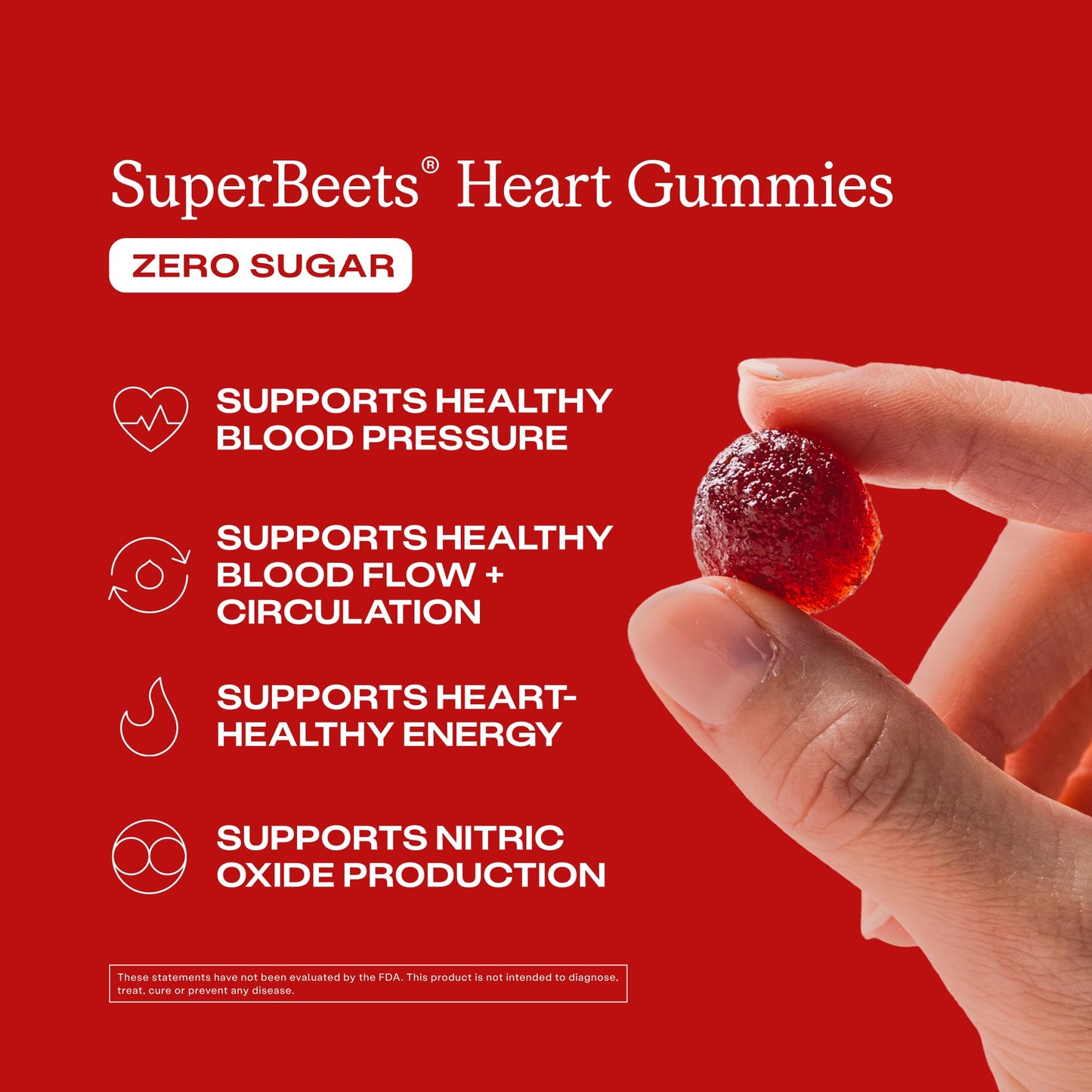 Humann SuperBeets Heart Gummies Zero Sugar - Beet Gummy with Energy Support, Grape Seed Extract & Beetroot Powder - 60 Count - Maple Wellness Supplements