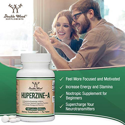 Huperzine A 200mcg (Third Party Tested) Manufactured in The USA, 120 Tablets, Brain - Maple Wellness Supplements