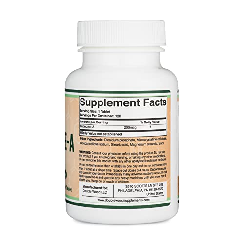 Huperzine A 200mcg (Third Party Tested) Manufactured in The USA, 120 Tablets, Brain - Maple Wellness Supplements