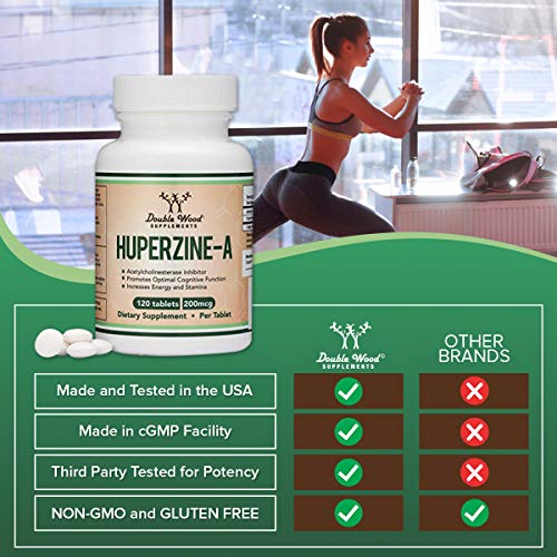 Huperzine A 200mcg (Third Party Tested) Manufactured in The USA, 120 Tablets, Brain - Maple Wellness Supplements