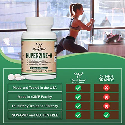 Huperzine A 200mcg (Third Party Tested) Manufactured in The USA, 120 Tablets, Brain - Maple Wellness Supplements