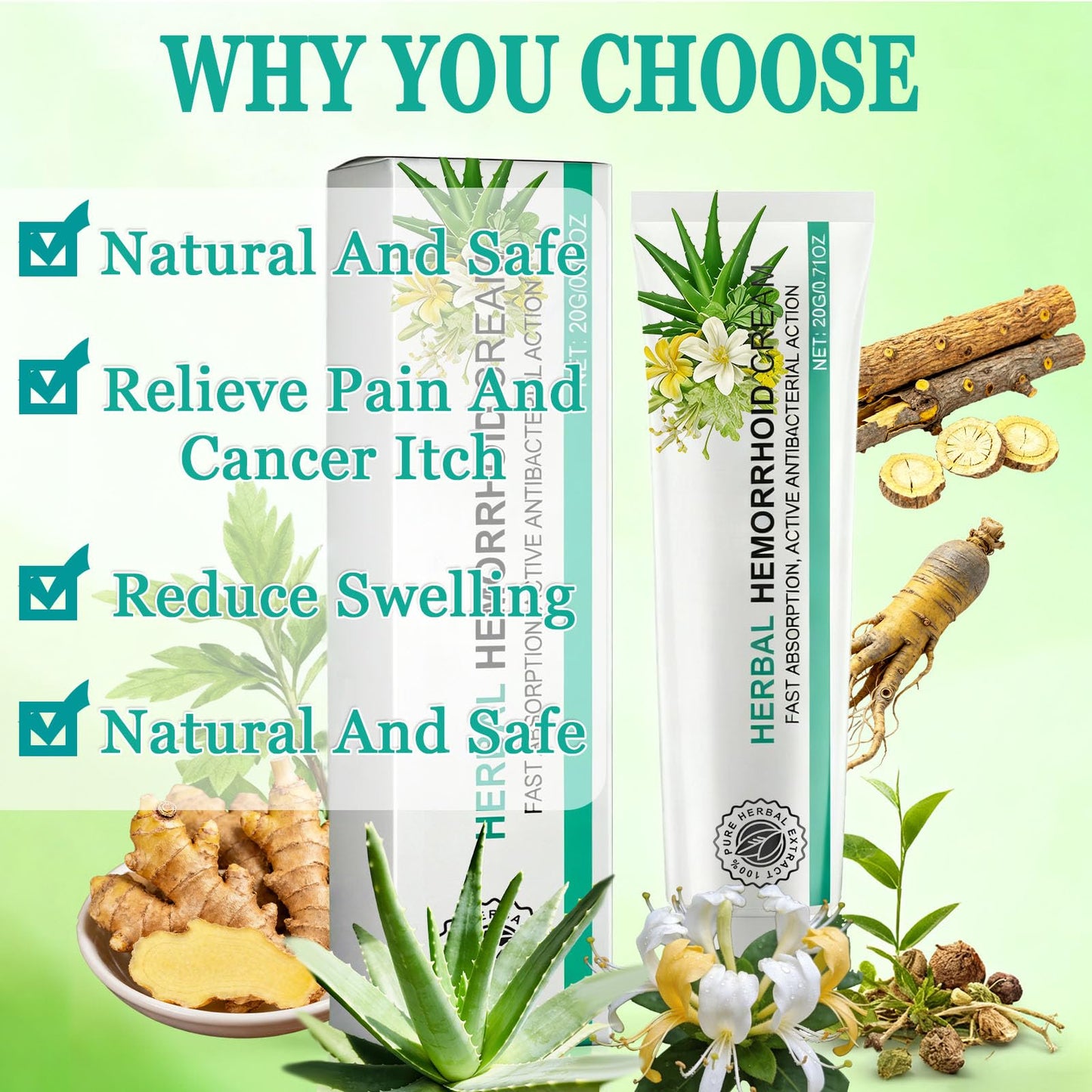 Hushblade Hemorrhoid Body Cream, Natural Herbal Hemorrhoid Cream, for Men and Women Moisturizing and Nourishing - Maple Wellness Supplements