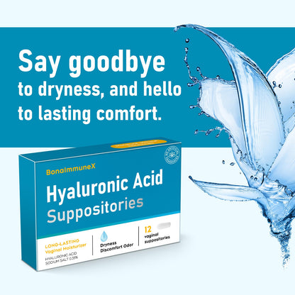 Hyaluronic Acid Vaginal Suppositories 10 mg for Women | Vaginal Moisturizer for Dryness, Itching & Irritation | Menopause & Intimate Care with Coconut Fatty Acids | Estrogen Free, 12 Count - Maple Wellness Supplements