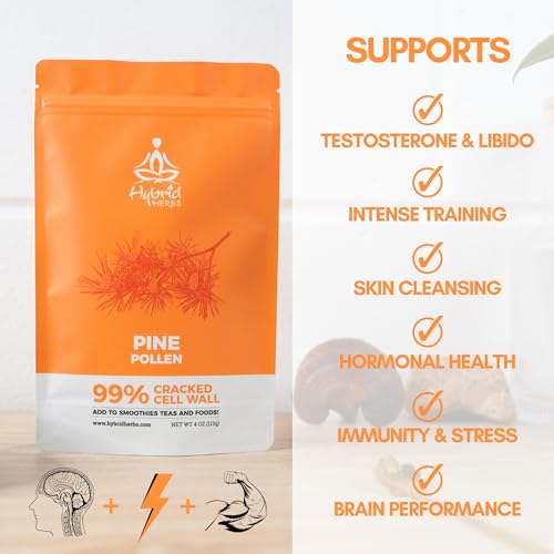 HYBRID HERBS - PINE POLLEN | 99% Cracked Cell Wall Powder | Highly Bioavailable - Maple Wellness Supplements