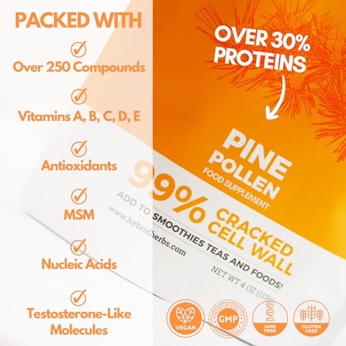 HYBRID HERBS - PINE POLLEN | 99% Cracked Cell Wall Powder | Highly Bioavailable - Maple Wellness Supplements