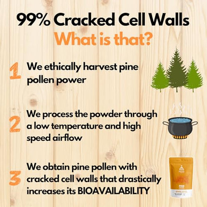 HYBRID HERBS - PINE POLLEN | 99% Cracked Cell Wall Powder | Highly Bioavailable - Maple Wellness Supplements