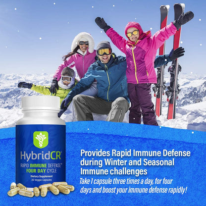 HybridCR Rapid Immunity Supplement | Zinc, Echinacea, Andrographis, Ginseng, Selenium, Gluten-Free & Non-GMO | 5-in-1 Immune Support Supplement | Pharmacist Formulated 1 Month Supply (30 Veggie Caps) - Maple Wellness Supplements