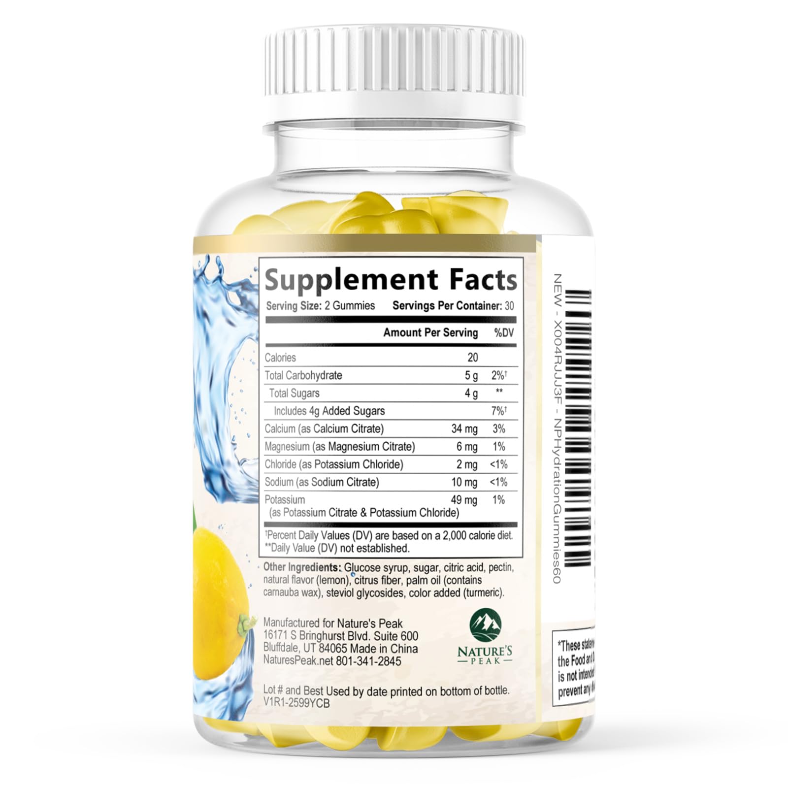 Hydration Electrolyte Gummies - Daily Liquid Replenisher Gummy - Electrolyte Multiplier with Minerals, Potassium & Real Salt - Vegan, Non-GMO - Tasty Lemon Flavor Hydration Electrolytes - 60 Gummies - Maple Wellness Supplements