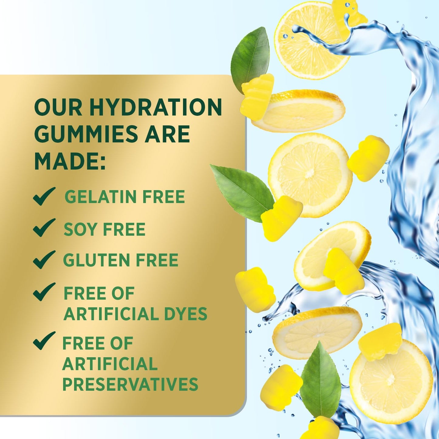 Hydration Electrolyte Gummies - Daily Liquid Replenisher Gummy - Electrolyte Multiplier with Minerals, Potassium & Real Salt - Vegan, Non-GMO - Tasty Lemon Flavor Hydration Electrolytes - 60 Gummies - Maple Wellness Supplements