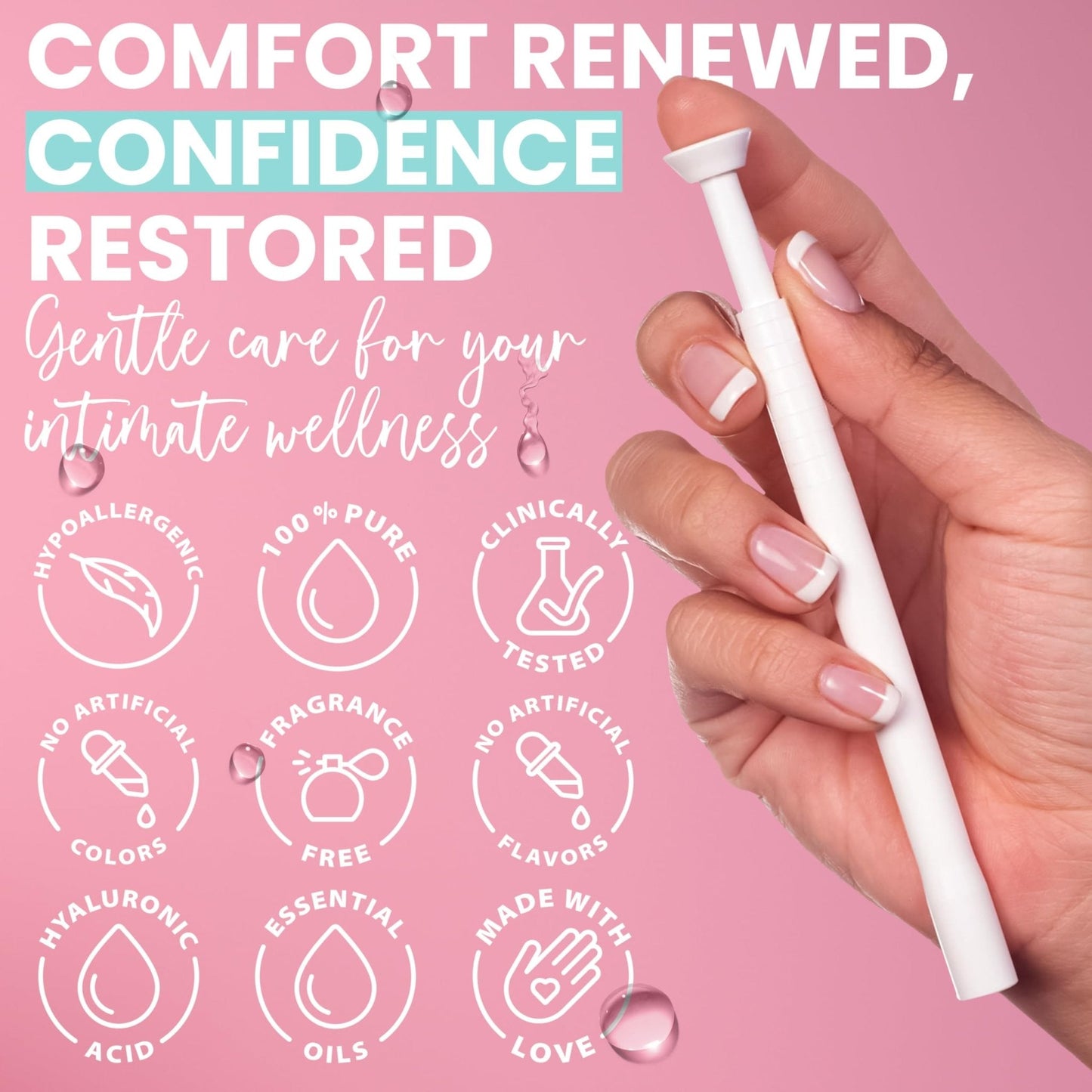 Hydro GYN Vaginal Moisturizer | Long Lasting for Vaginal Dryness & Irritation | Hyaluronic Acid & Vitamin E | Feminine Care Hormone Free | Pre and Post Menopausal | 12 Vaginal Suppositories - Maple Wellness Supplements