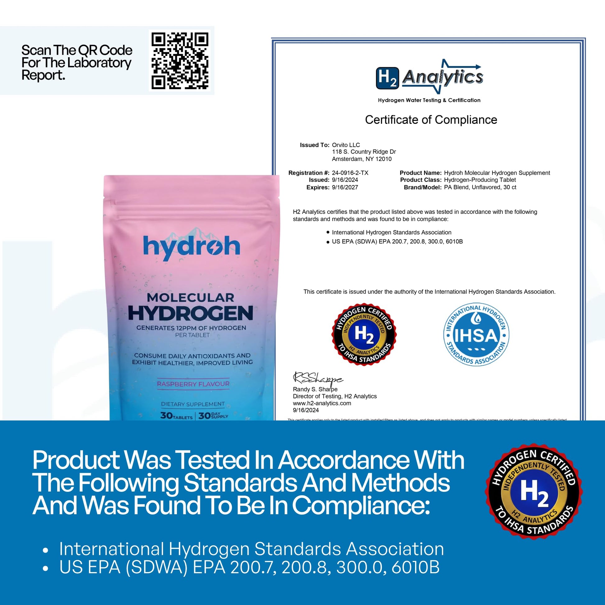Hydrogen Water Tablets, Molecular Hydrogen Tablets for Drinking Water, Antioxidant-Rich, Supports Brain Energy & Health - Quick-Dissolving - Raspberry H2 Tabs - Maple Wellness Supplements