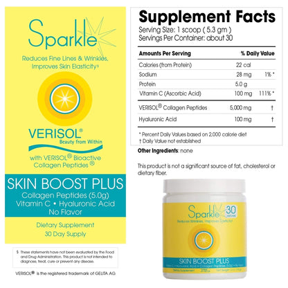 Hydrolyzed Collagen Powder - Sparkle Skin Boost Plus (No Flavor) [30-Serves] Verisol Pept - Maple Wellness Supplements