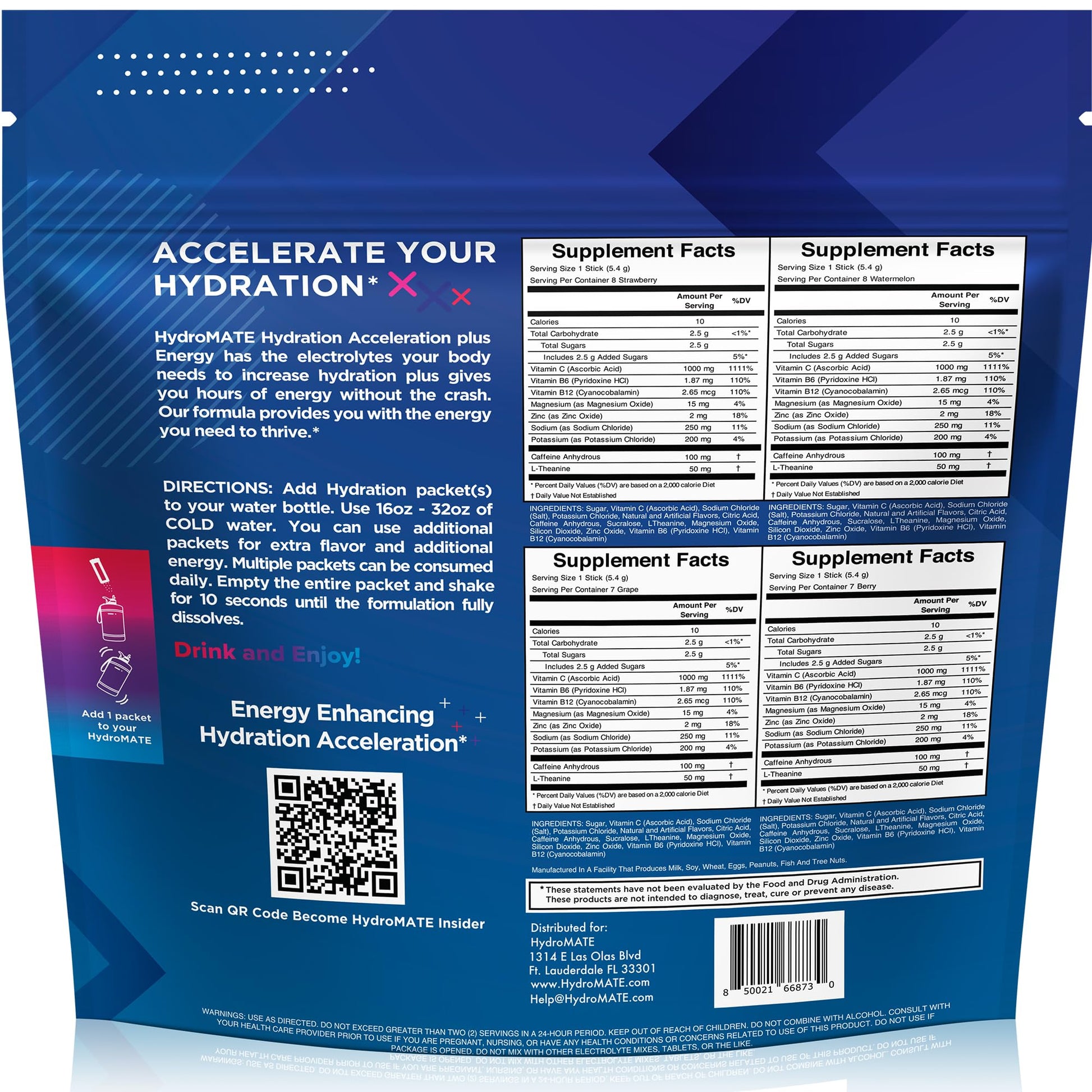 HydroMATE Electrolytes Powder Drink Mix Packets Hydration Accelerator Low Sugar Party Favors for Rapid Recovery Vitamin C Plu - Maple Wellness Supplements