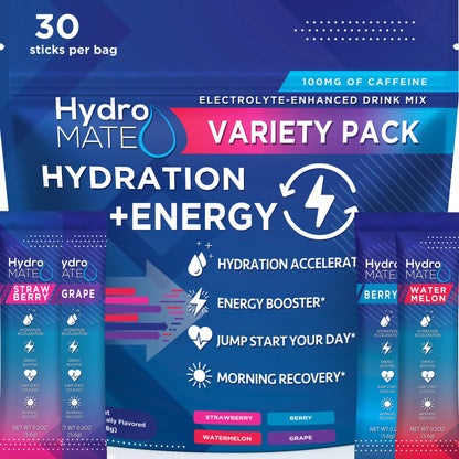 HydroMATE Electrolytes Powder Drink Mix Packets Hydration Accelerator Low Sugar Party Favors for Rapid Recovery Vitamin C Plu - Maple Wellness Supplements