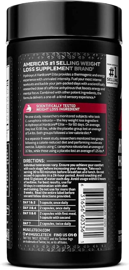 Hydroxycut Hardcore Elite - 100 Rapid-Release Thermo Caps - Energy & Focus - for Men & Women - 50 Servings (Pack of 2) - Maple Wellness Supplements