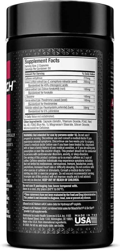 Hydroxycut Hardcore Elite - 100 Rapid-Release Thermo Caps - Energy & Focus - for Men & Women - 50 Servings (Pack of 2) - Maple Wellness Supplements