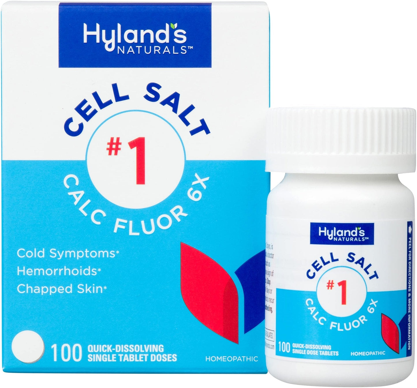 Hyland's Cell Salt No. 1 Calc Fluor 6X Tablets, Natural Relief of Colds, Hemorrhoids and Chapped Skin, Quick Dissolving Tablets, 100 Count - Maple Wellness Supplements