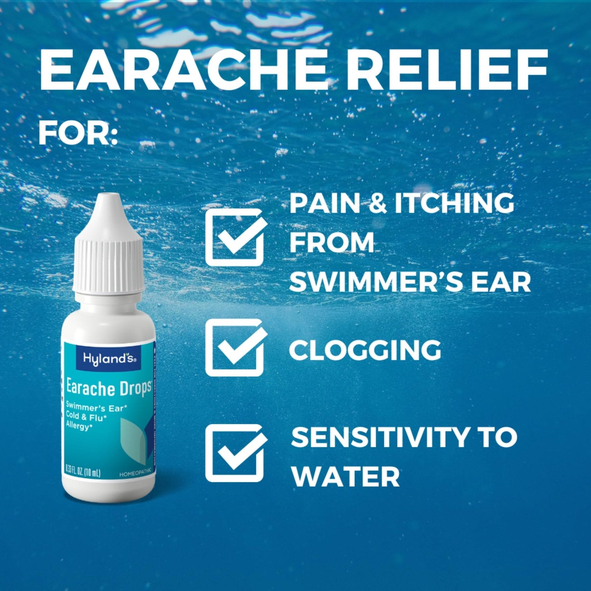Hyland's Earache Drops, Natural Relief of Swimmer's Ear, Cold and Flu, Allergy Symptoms, Ages 4 and up, Day and Night, 0.33 Fl Oz - Maple Wellness Supplements