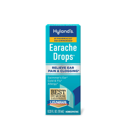 Hyland's Earache Drops, Natural Relief of Swimmer's Ear, Cold and Flu, Allergy Symptoms, Ages 4 and up, Day and Night, 0.33 Fl Oz - Maple Wellness Supplements