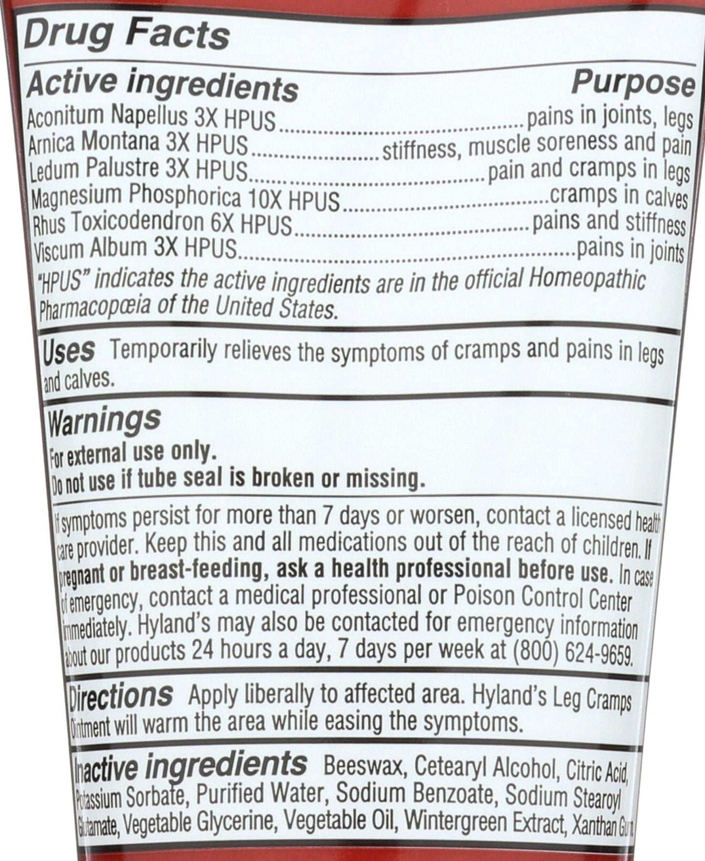 Hylands Homeopathic Leg Cramps - Ointment - 2.5 oz - Maple Wellness Supplements