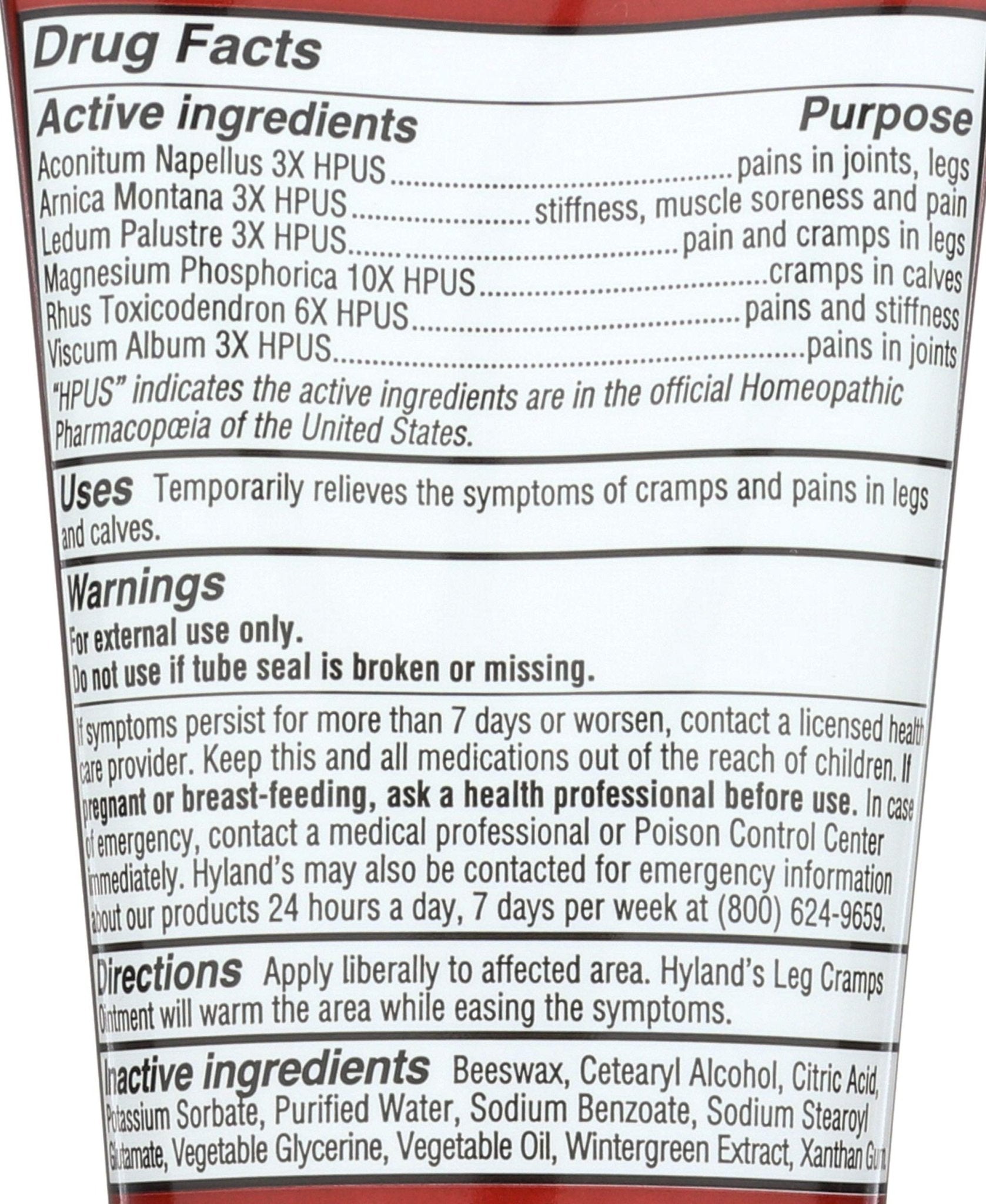 Hylands Homeopathic Leg Cramps - Ointment - 2.5 oz - Maple Wellness Supplements