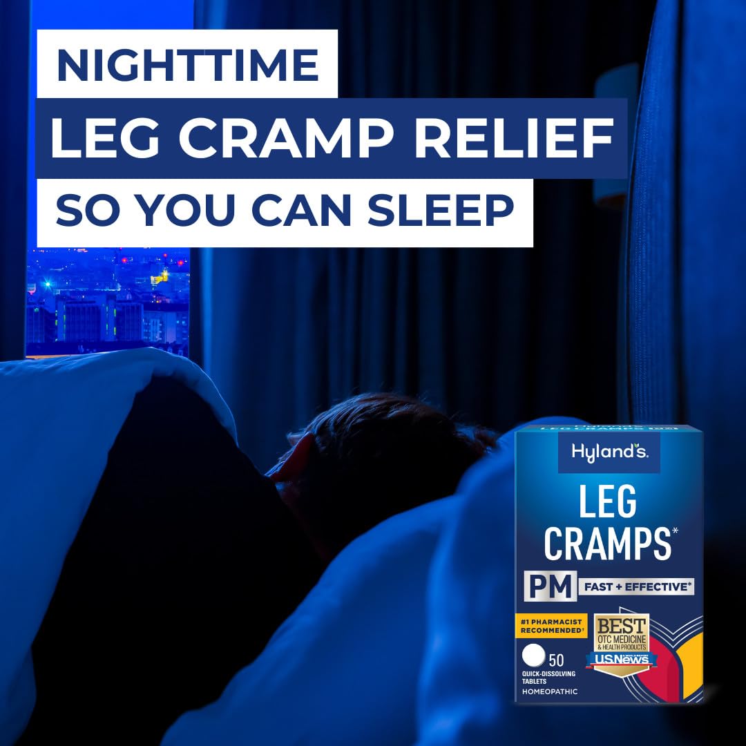 Hyland's Leg Cramps PM, Relief of Nighttime Leg, Calf, and Foot Cramps, 50 Quick-Dissolving Tablets 4-Pack (200 Total) - Maple Wellness Supplements
