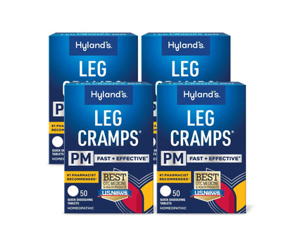 Hyland's Leg Cramps PM, Relief of Nighttime Leg, Calf, and Foot Cramps, 50 Quick-Dissolving Tablets 4-Pack (200 Total) - Maple Wellness Supplements